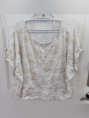 Victoria's Secret Tee Shop Y2K Studded Top XL | White Gold